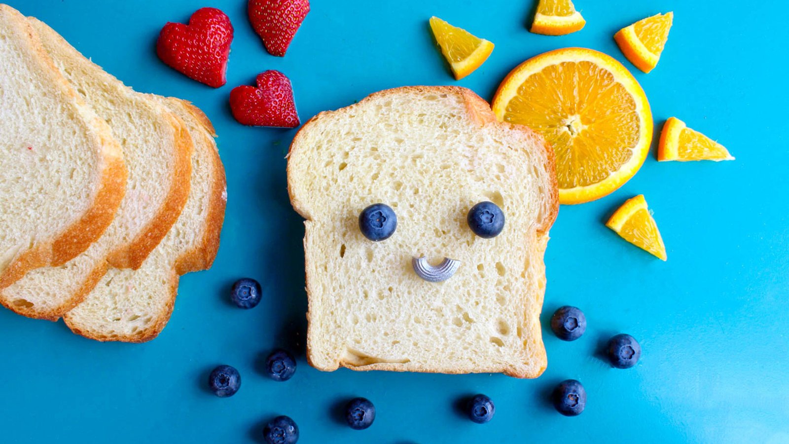 Bread Blueberries Orange Strawberries Food Art