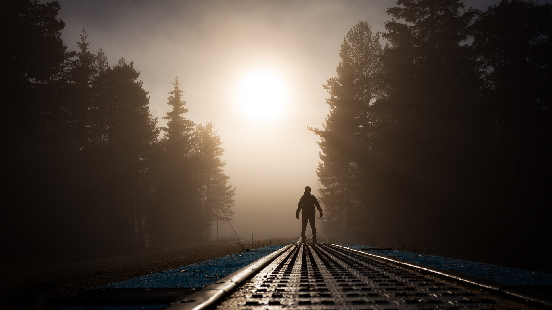 Alone Man Sunrays