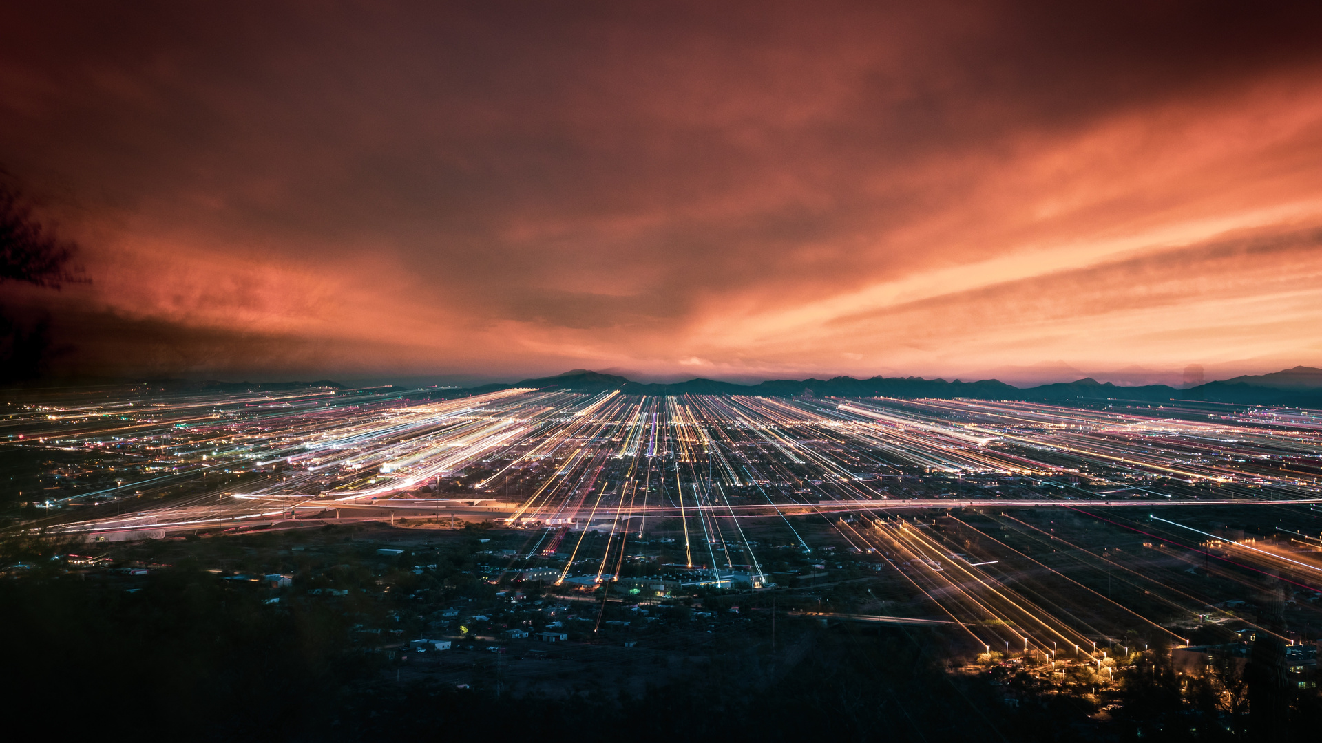 Arizona Neon Light Trail City Scape 5k