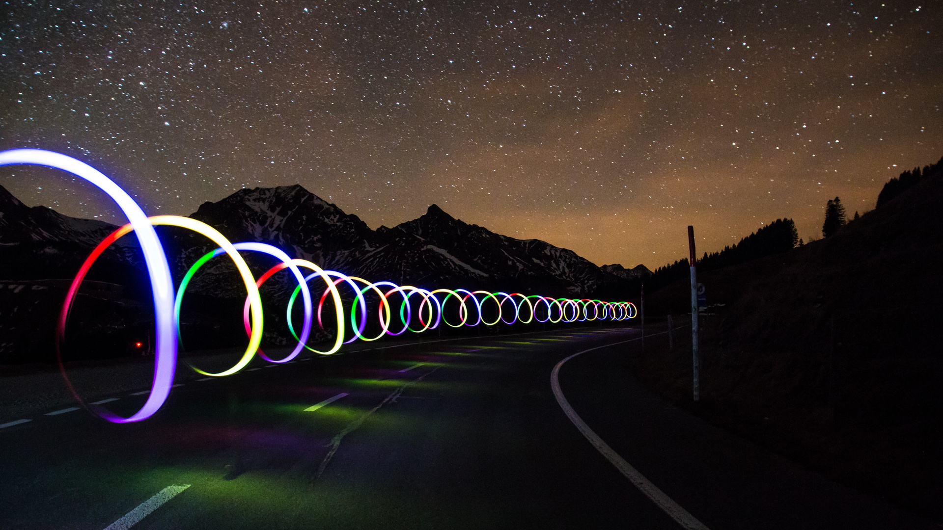 Asphalt Light Streaks Long Exposure Road 5k