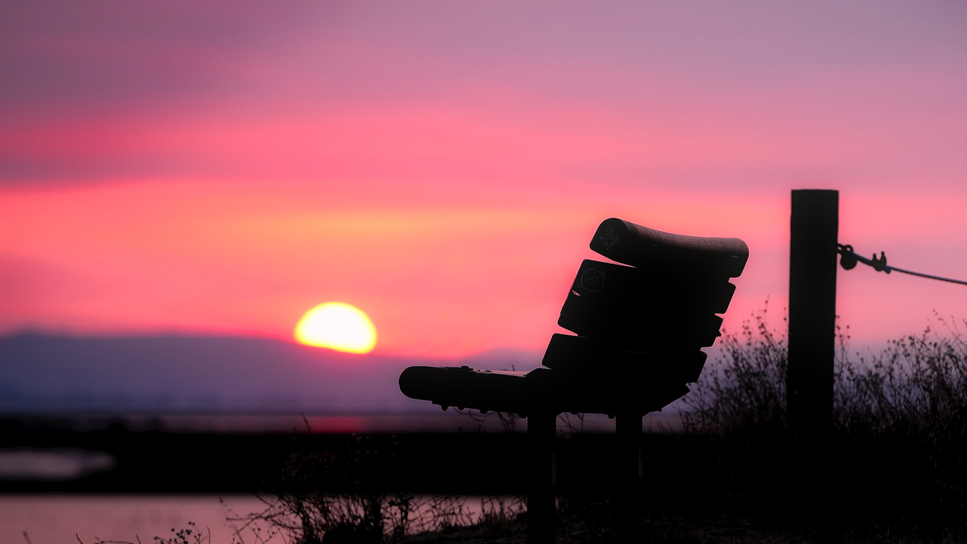 Bench Clouds Pink Backlight