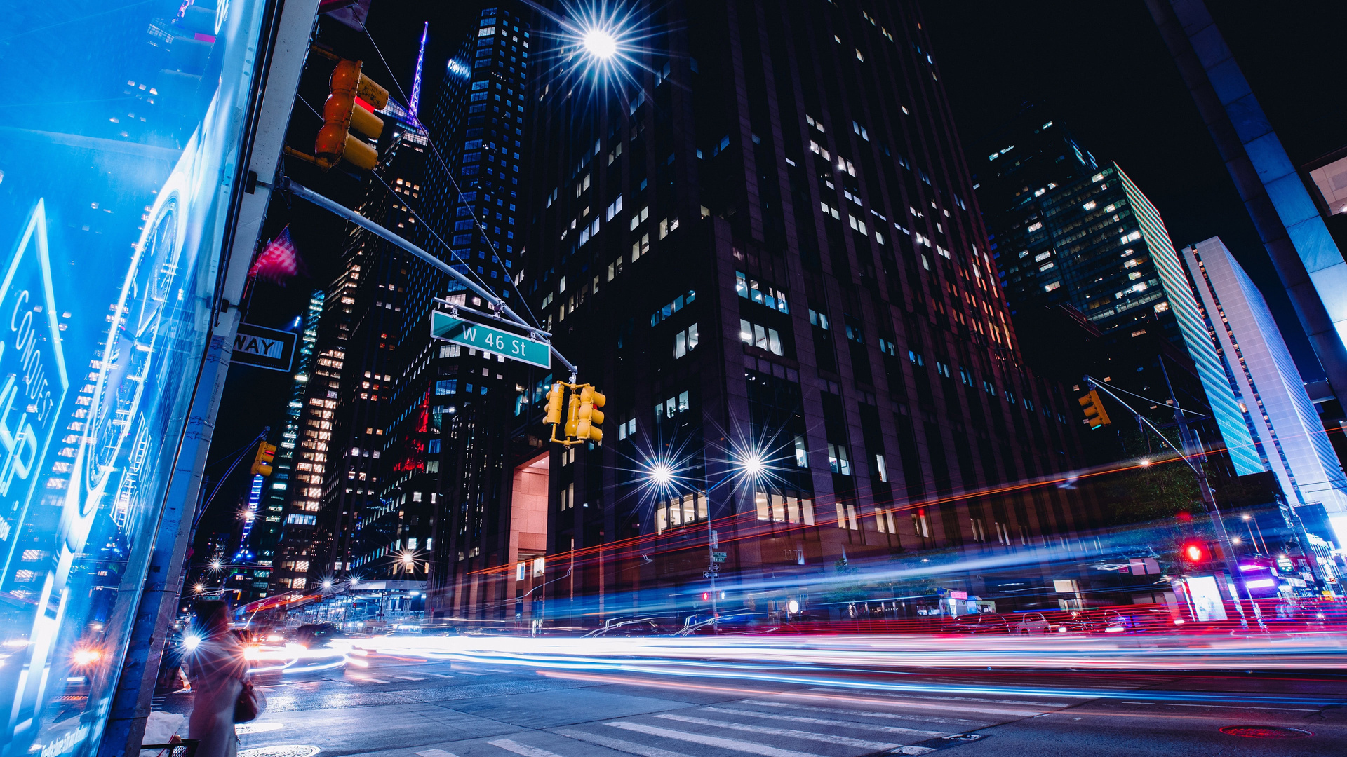 City Urban Modern Night Architecture Long Exposure 4k