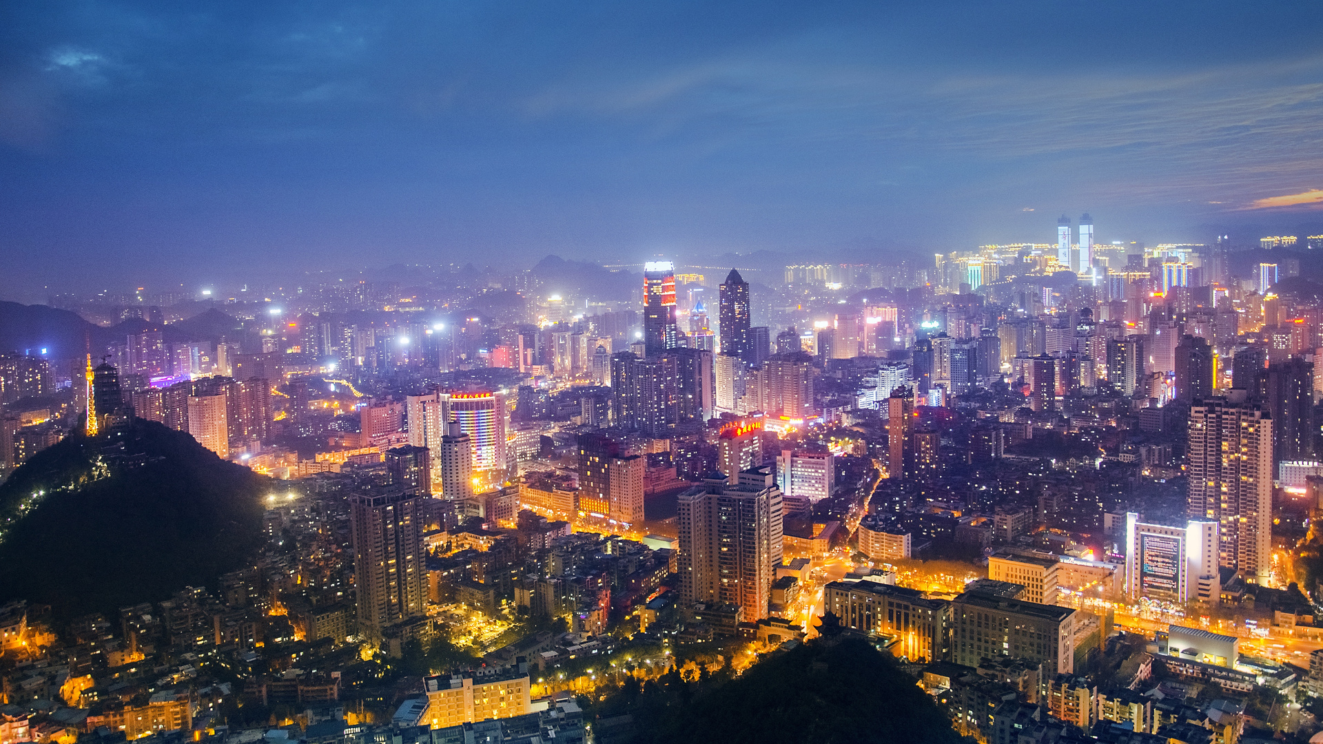 Cityscape Twilight Buildings Panorama View 5k