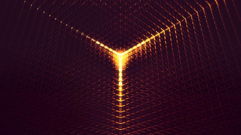 3D Abstract Digital Art Orange Light 4k