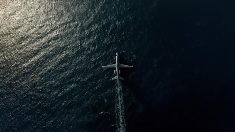 A Plane On The Ocean Floating