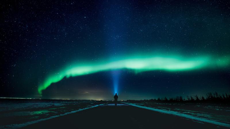 Aurora Sky Road Man Alone
