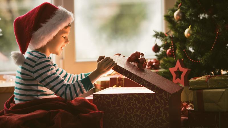 Boy Opening Christmas Present