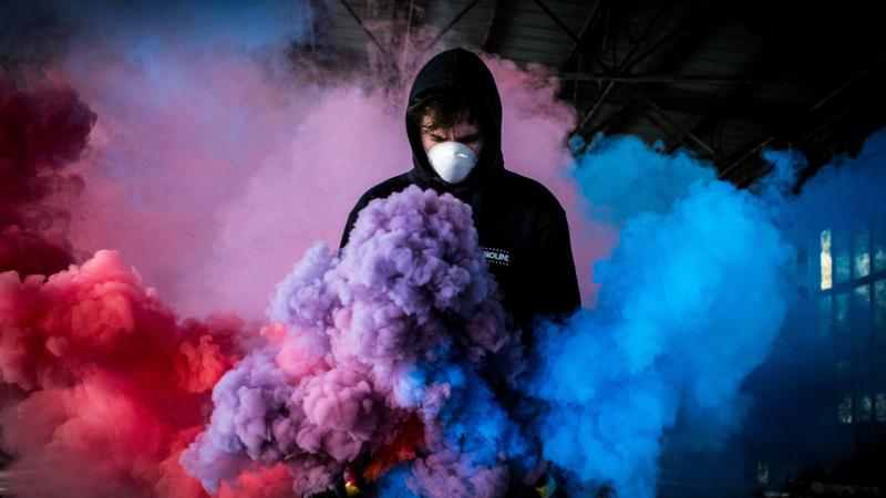 Boy With Smoke Bomb Colorful 5k