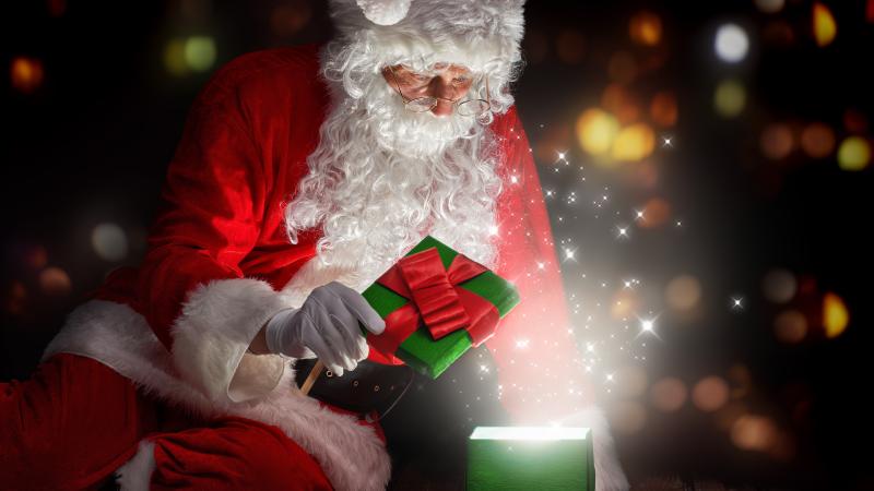 Christmas Santa Claus Opening Gifts