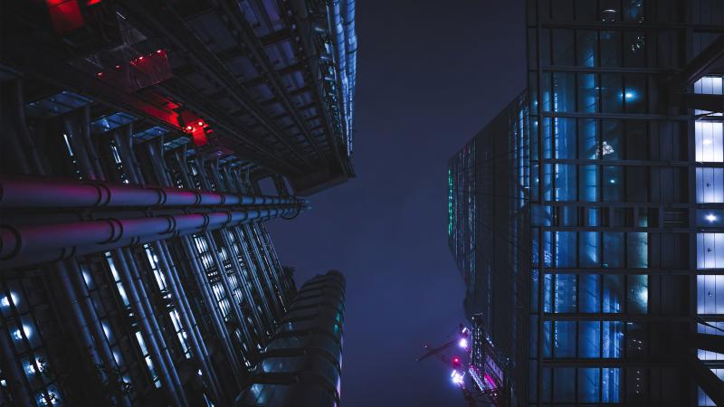 City Lights Night Buildings 5k