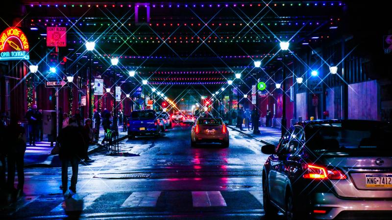City Neon Lights Cityscape 5k