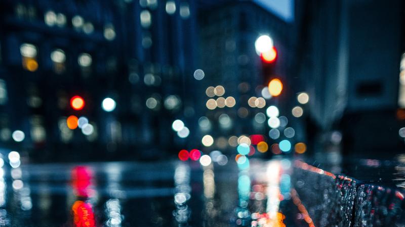 City Rain Blur Bokeh Effect