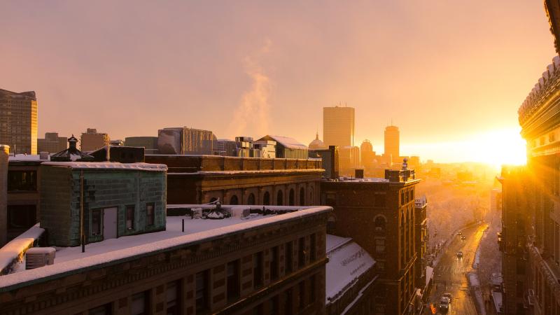 City Sunset Building Sunrise 4k
