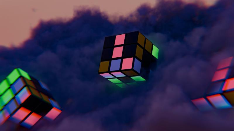 Cubes Floating In Air