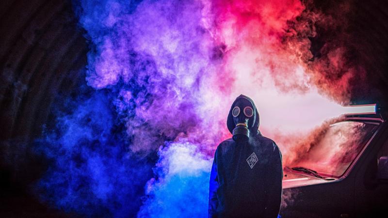 Cyberpunk Man Colorful Smoke Bomb
