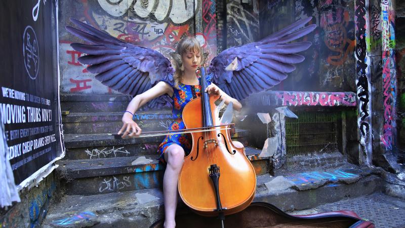 Girl Angel Playing Violin