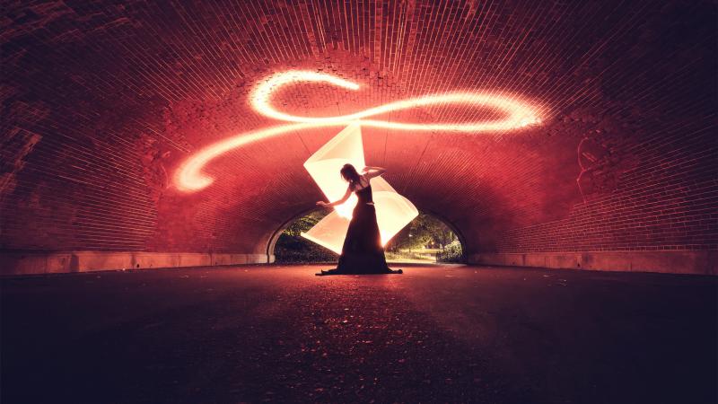 Girl Dancing Long Exposure Lights
