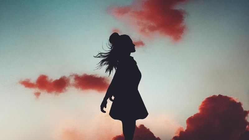 Girl In Joy Evening Silhouette 4k