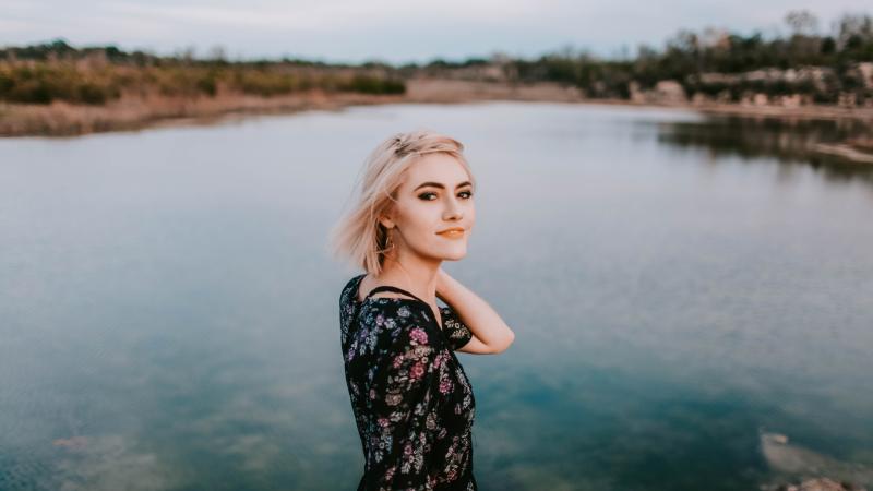 Girl Standing Besing Lake