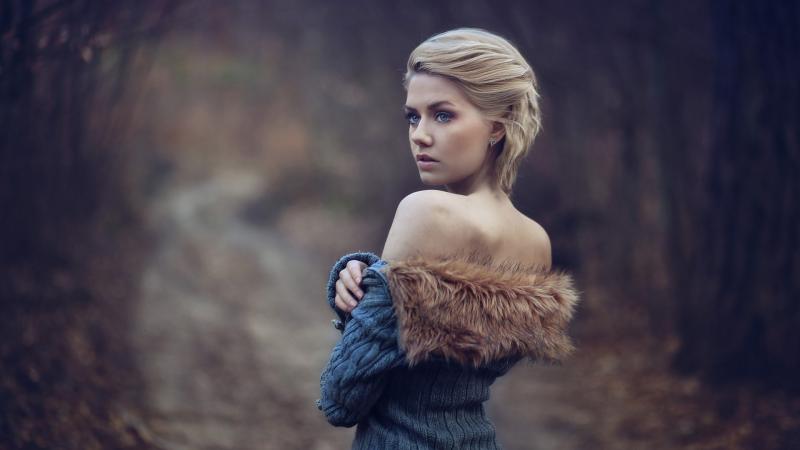 Girl Wearing Fur Coat