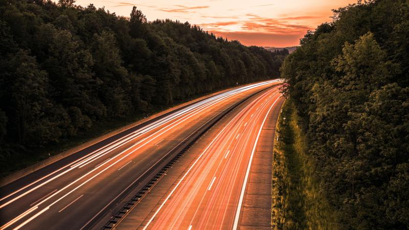 Highway Movement Lights Track Bridge Speed Trails