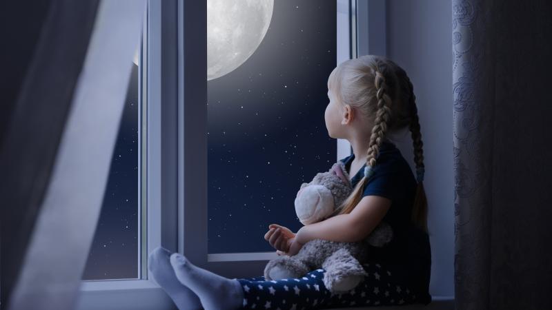 Little Girl Sadly Out Of A Window With A Teddy Bear - Wallpaper Download