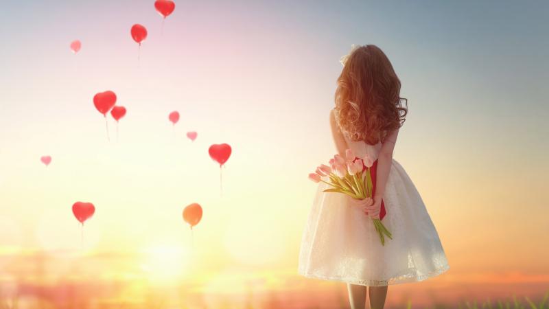 Little Girl with Tulips