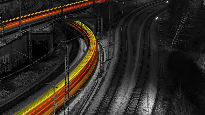 Long Exposure Train Tracks 4k