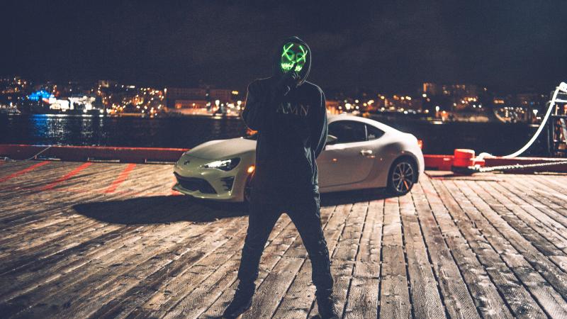 Mask Man With Car - Wallpaper Download