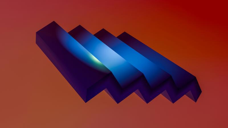 Minimalist Layers Of Light In Blue And Red