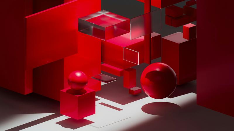 Modern Red Abstract 3d Shapes