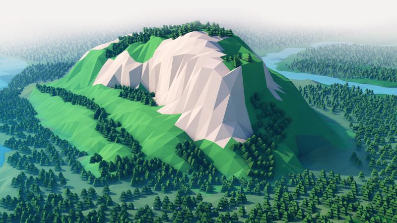 Mountains Trees Forest 3d Minimalism