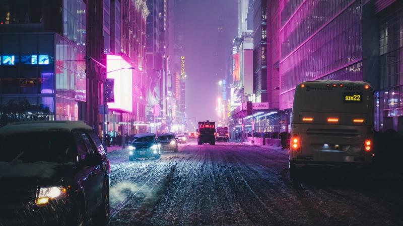 Night City Street Neon Lights 4k