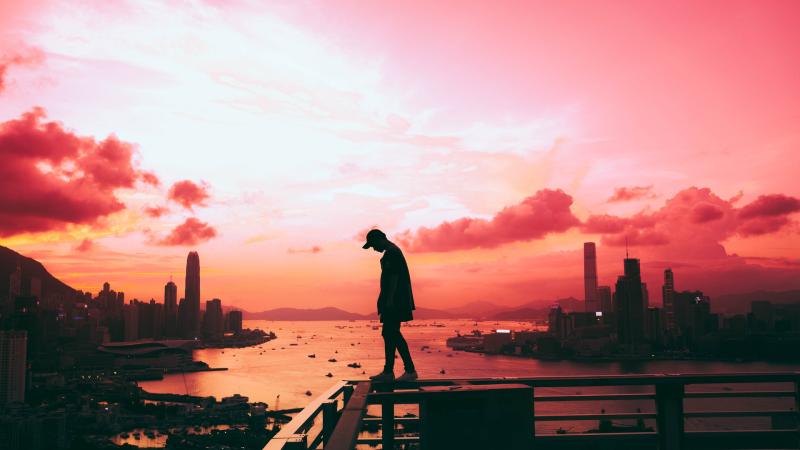 Person Standing Pink Silhouette
