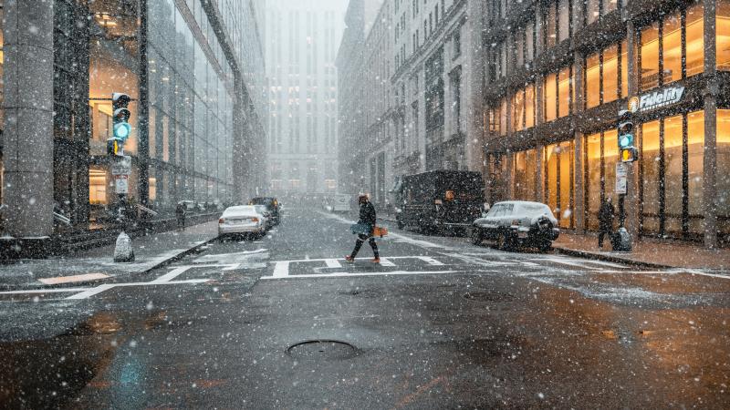 Person Street Snow 4k