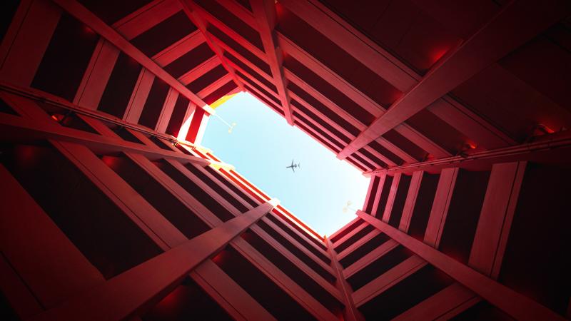 Plane View Between Architectural Building 8k