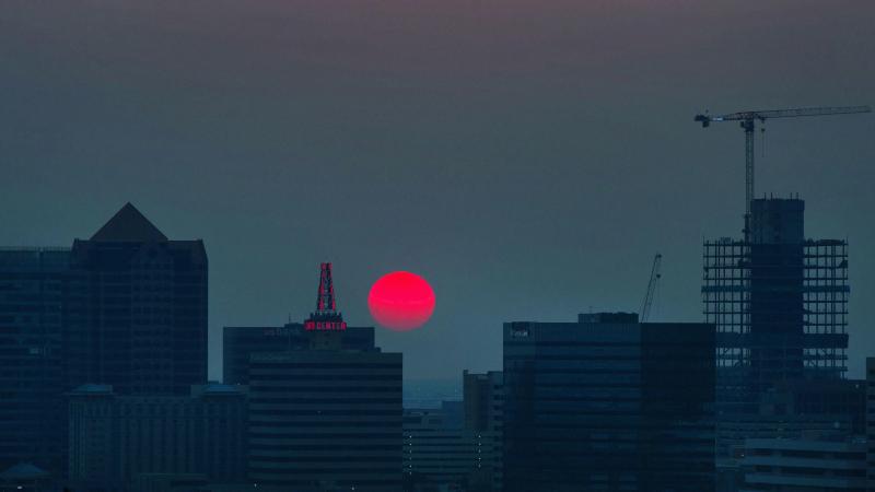 Red Star Buildings Sunrise 4k
