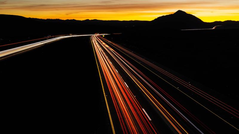 Road Turn Backlight Long Exposure 5k