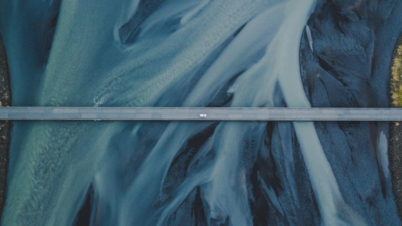 Road Vehicle Birds Eye View Bridge