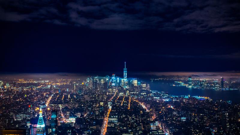 Skycrappers Buildings Lights Night View