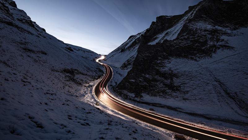 Snowy Road Way Long Exposure