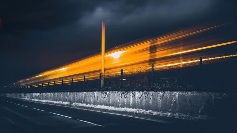 Train Light Trails Long Exposure