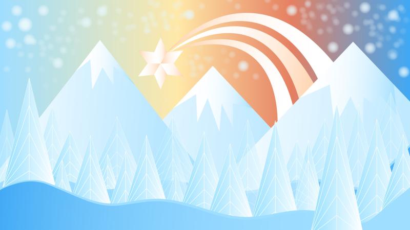 Winter Snow Christmas Mountains Minimalism