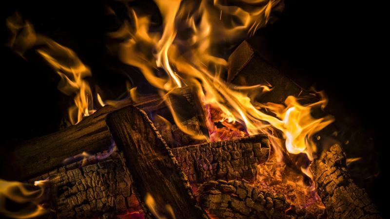 Wood Flame Burning 4k