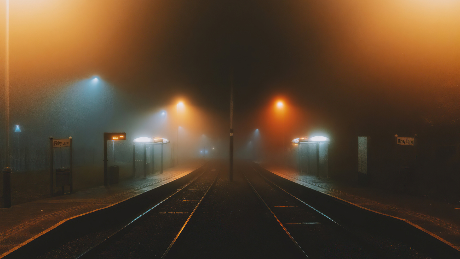 Foggy Train Platform 4k
