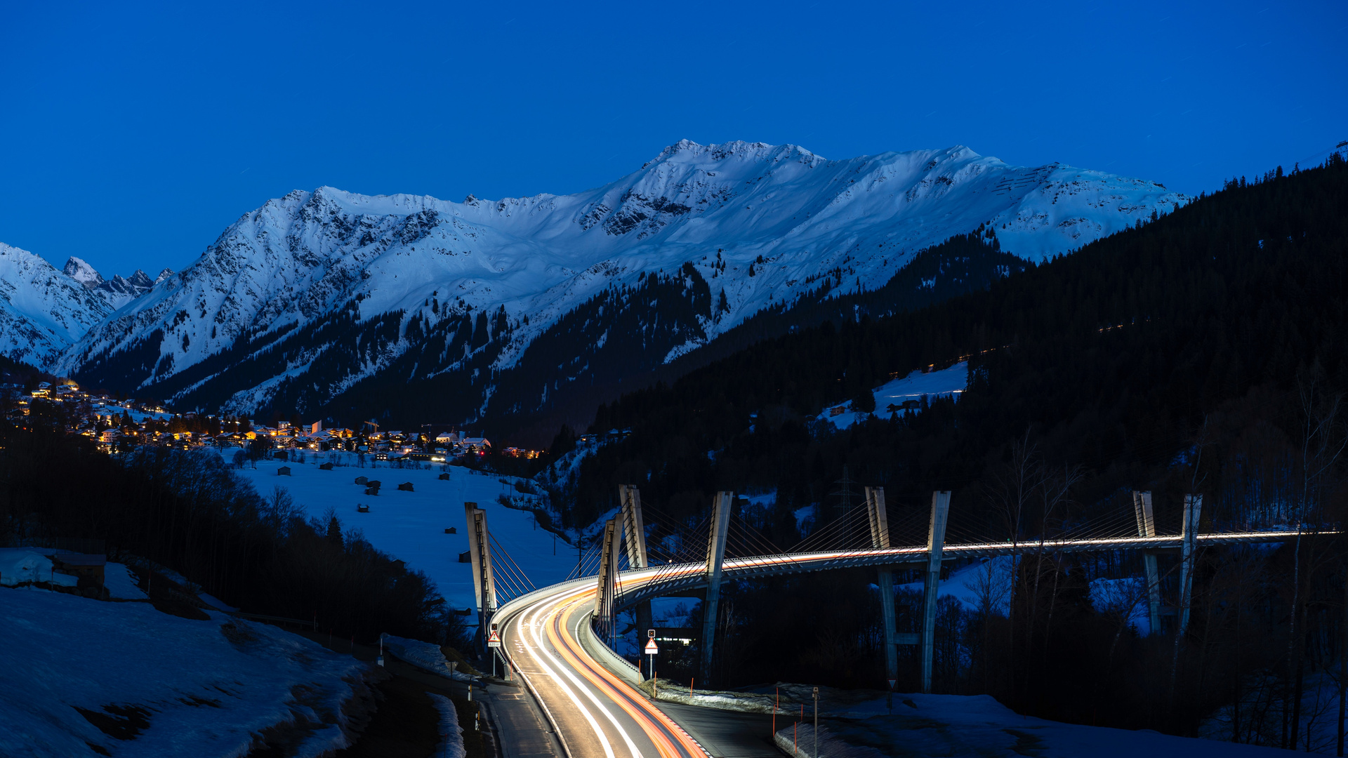 Freeway Light Trails Long Exposure