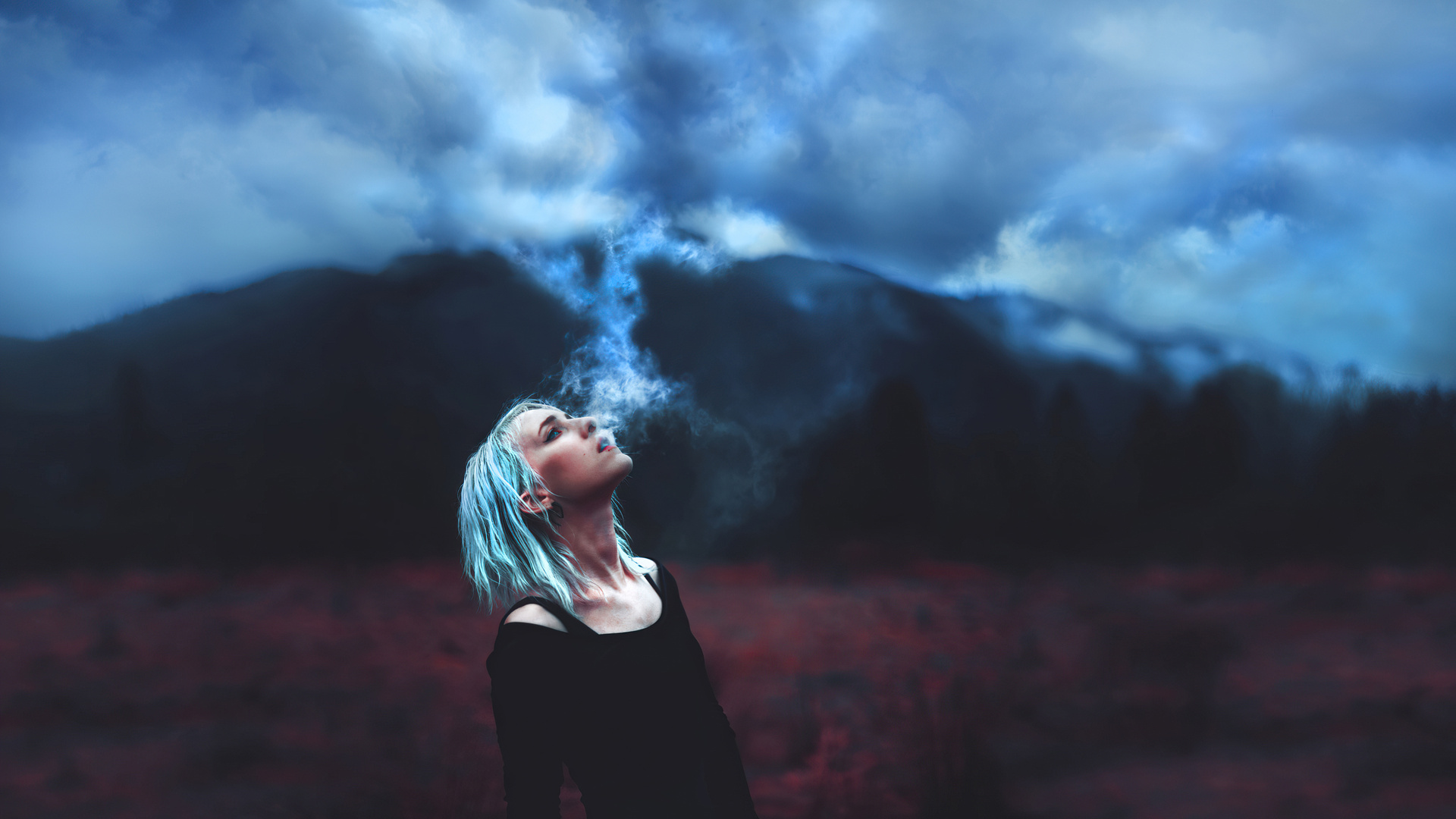 Girl Blowing Clouds 4k