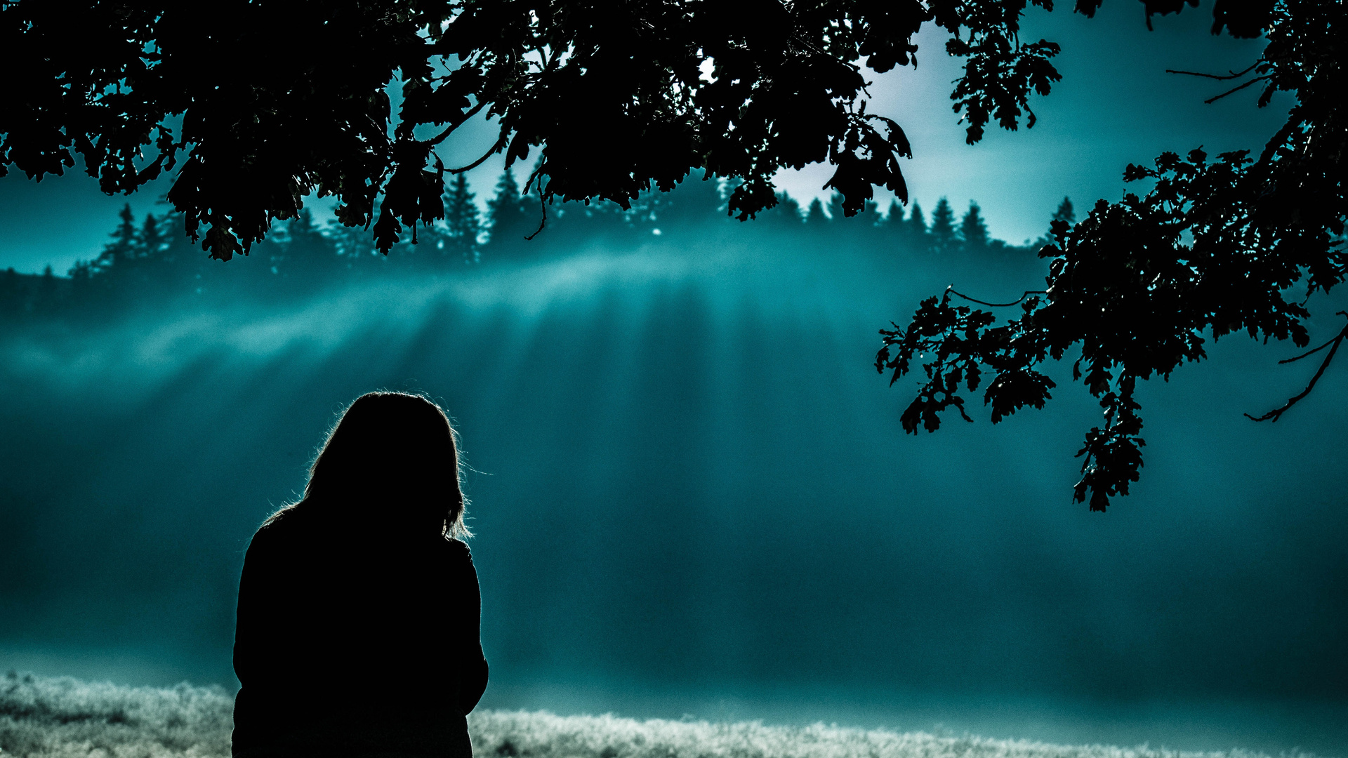Girl Standing Under Tree