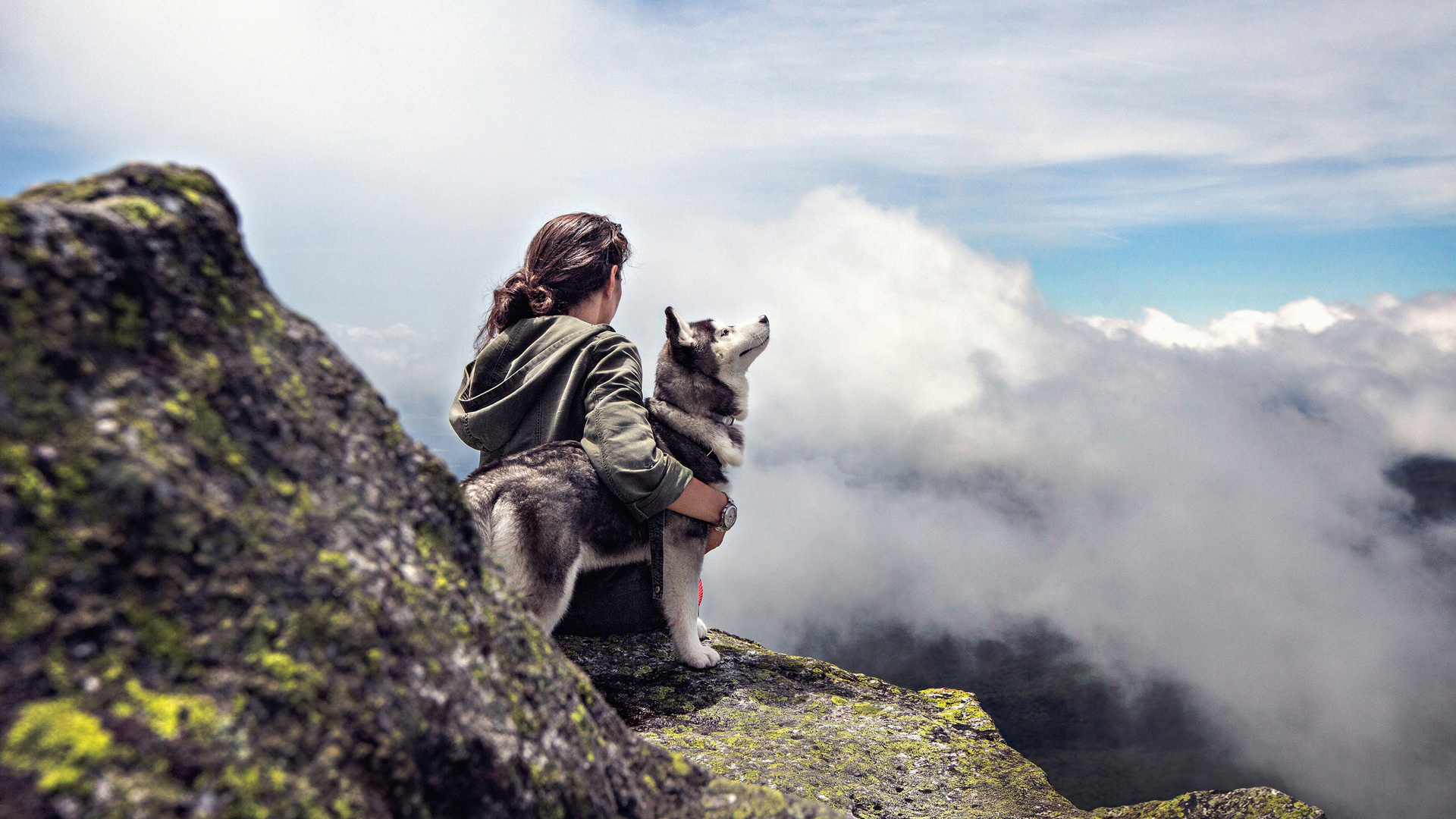 Girl With Siberian Husky