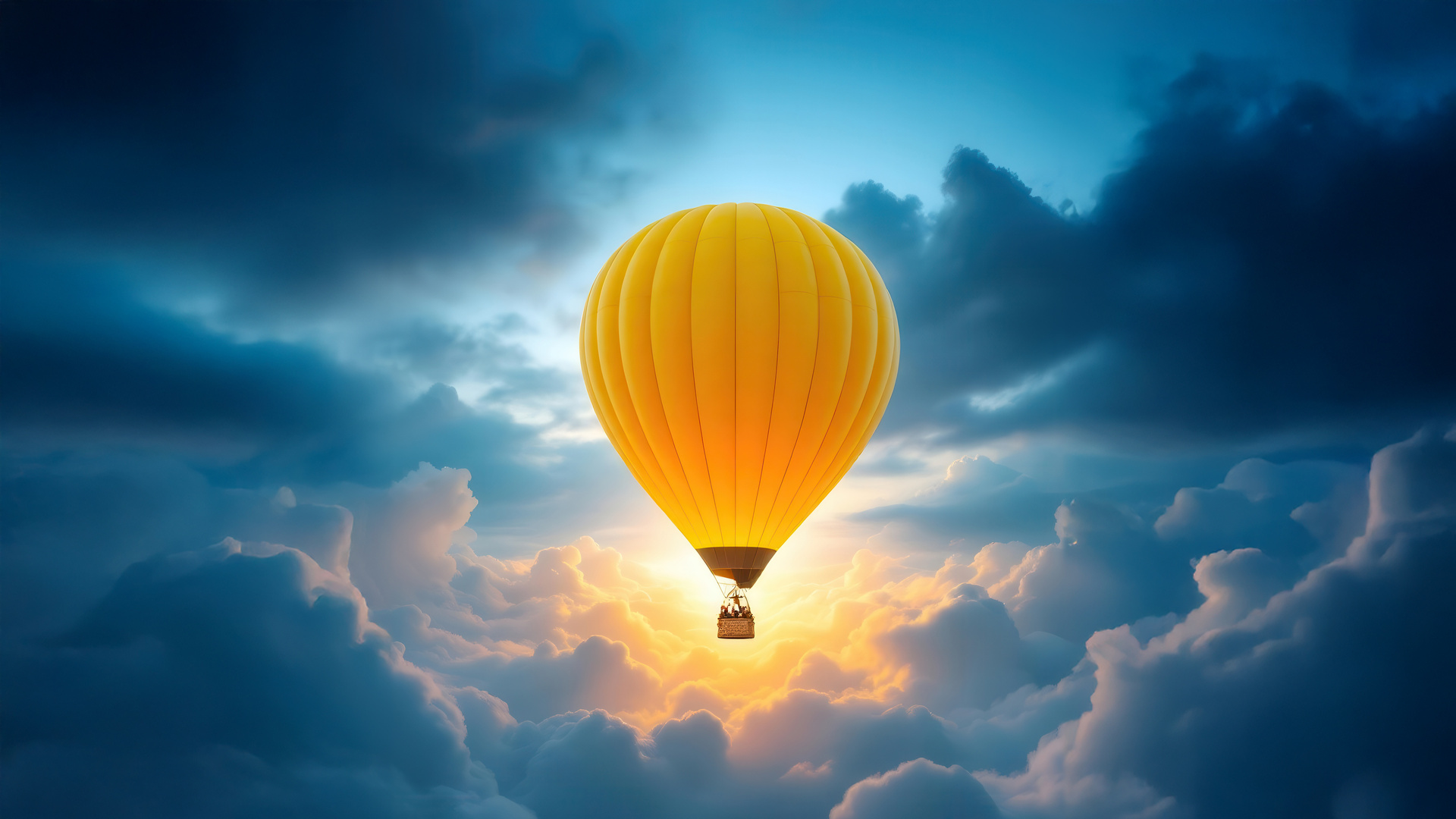 Golden Horizons Balloon Above The Sky